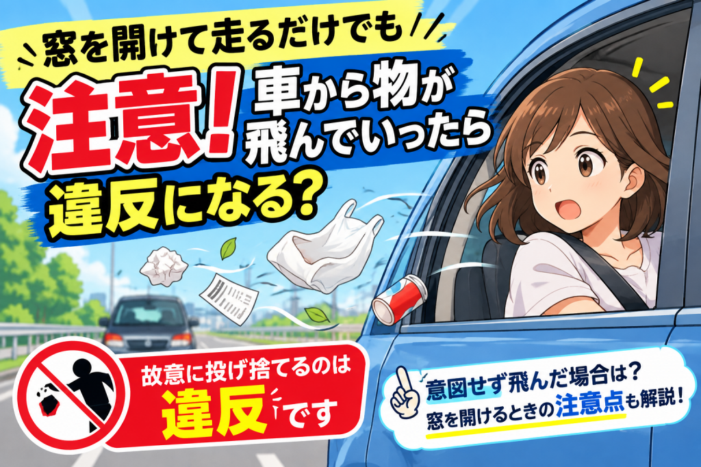 窓を開けて走るだけでも注意！車から物が飛んでいったら違反になる？